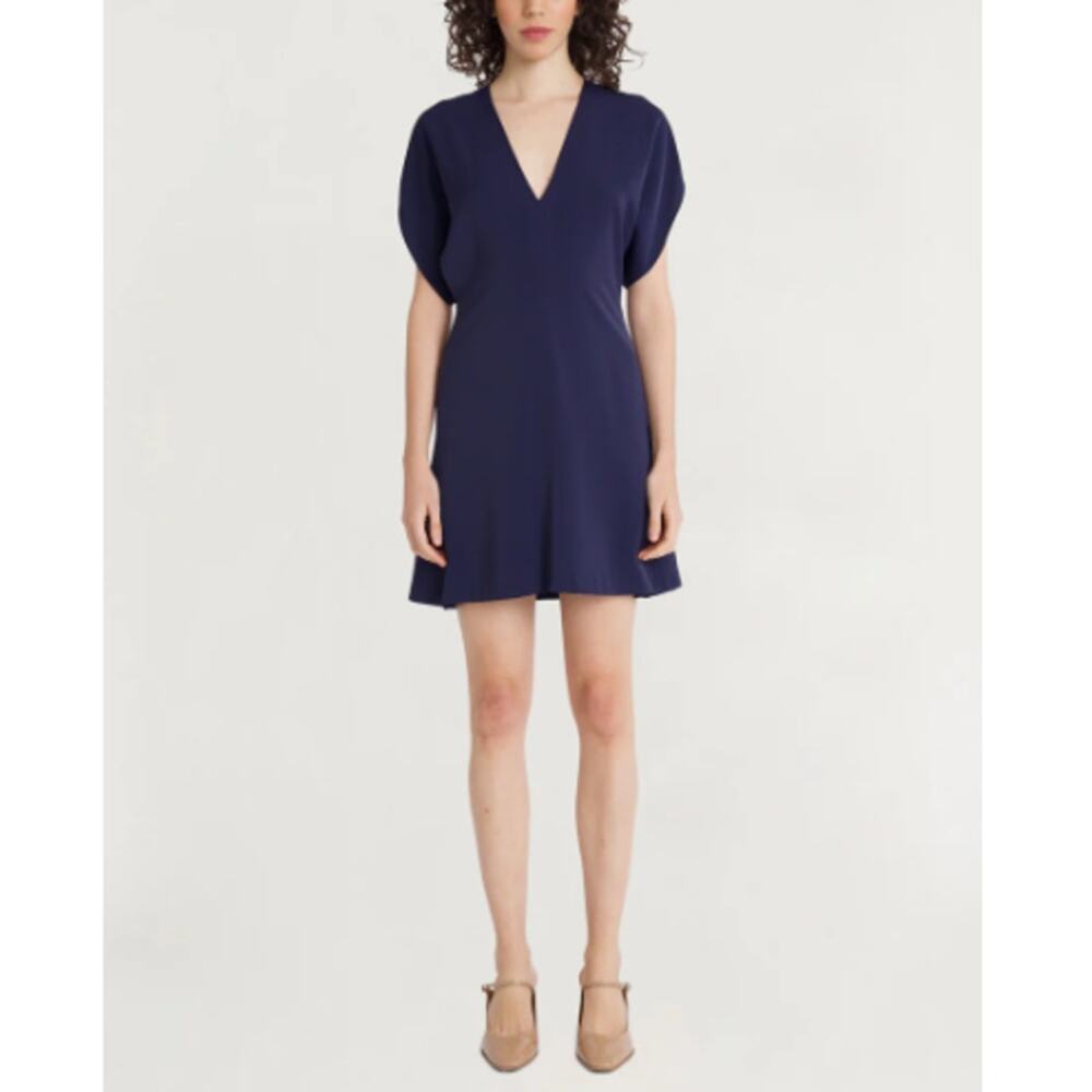 NEW LUXELY Evening Blue Short Sleeve Lush Satin Azalea Mini Dress Size 4